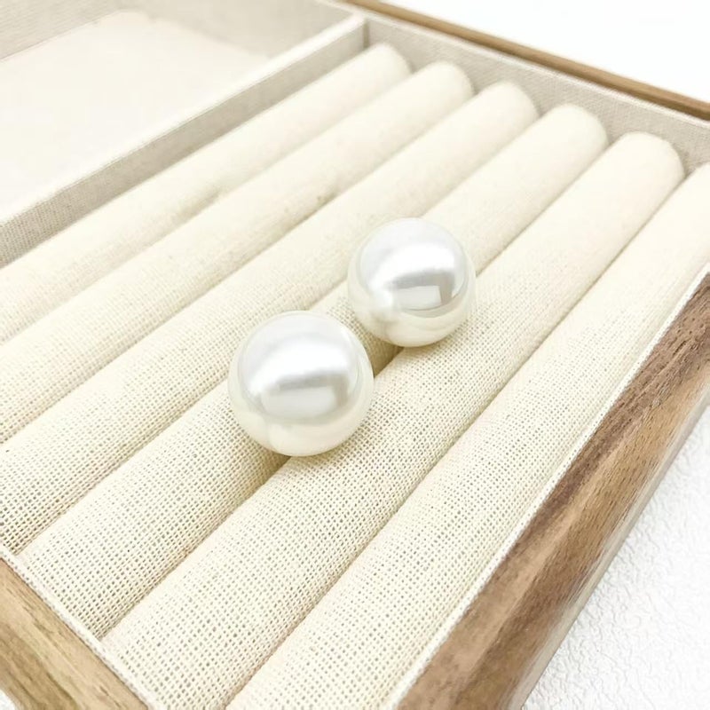 Surrounded Forest Store Double Sided Ball Earrings for Women Front and Back Pearl Stud Earrings 2 in 1 Stud Earrings - Image 3